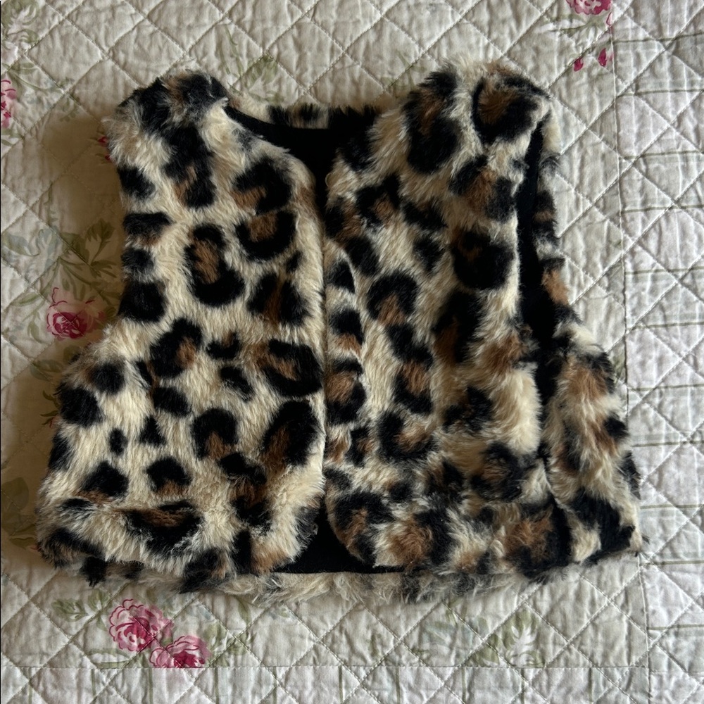 Leopard Print Faux Fur Kids Vest